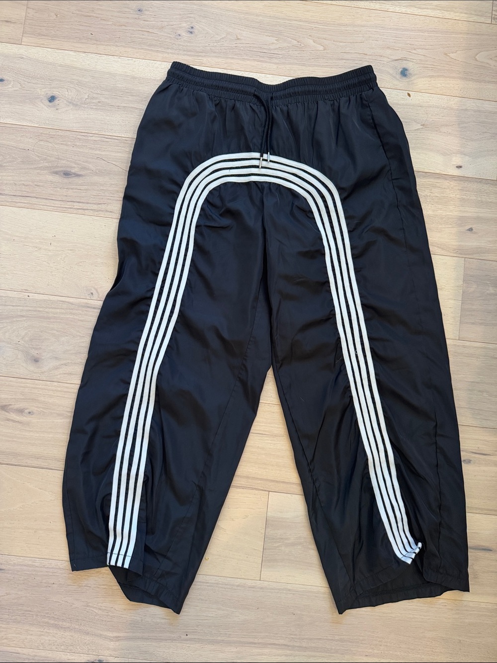 Edikted Black Track Pants with White Stripe Panels